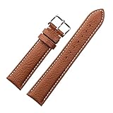PNESHGTT Correa de reloj pequeña y fresca for mujer, suave piel vacuno primera capa, compatible con Casio Dw Tissot Longines, patrón litchi for hombre(Brown white line,18mm)