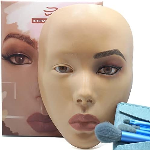 3D Makeup Practice Face Board,Silicone Makeup Mannequin Face, Reusable Beginners to practice eyesmakeup Face Eyes Silicone False Cosmetologist,Makeup Artist Full Face Practice Eyelash Eyeshadow Eyeliner Simulation, Real Person Training Model for Self-Study and Beginners or Makeup Artist Show Teaching