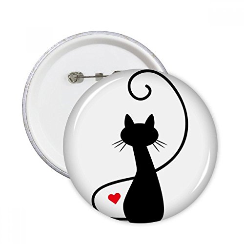 Badge chat en forme de cœur DIYthinker, pins ronds multicolores XXL pour vêtement, lot de 5