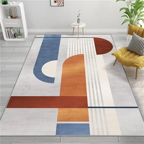 Tapis de salon bleu moderne 200x300cm rectangulaire lavable