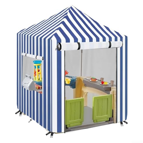 Funda para casa de juegos, resistente al agua 210D, cubierta de madera para exteriores, protección solar, con correas ajustables y hebillas, para exteriores (azul)
