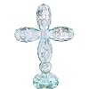 QFkris 7 Standing Cross Crystal Decorative Cross Glass Cross Ornaments for Table Shelf Tabletop Crosses for Home Decor