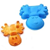 X-Haibei Christmas Reindeer Chocolate Jello Cake Shallow Pan Baking Silicone Mold 8 inch