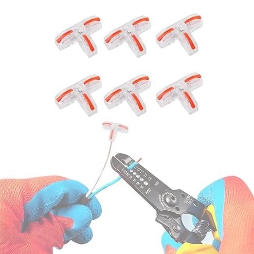 Image of ZIVIK 6 Pcs T-Shape 3 Way Wire Conductor Quick Cable Splitter Electrical Connectors Push-in Terminal Block Universal Wire Connectors for AWG 28-12 Cable, Wire Connector /Wire Jointer Cable Clamp
