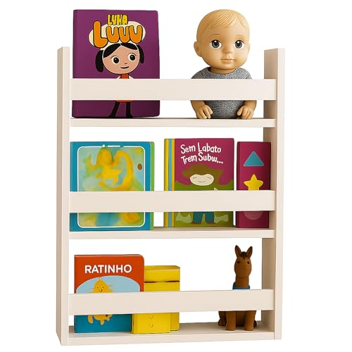 Estante Infantil Organizador Prateleiras Porta Livro Madeira Branco