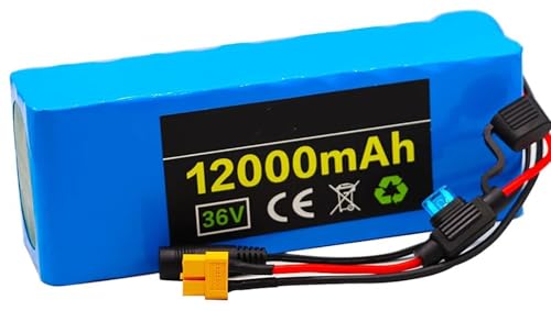 E-Bike Pedelec Akku 36V 12Ah 10S3P Fahrrad Akkupack Eingebauter BMS PVC-Akku 36V Elektro-Fahrrad Batterie Mit Ladegerät Für 100W 200W 350W 500W Motor 36V 12Ah,XT60+DC