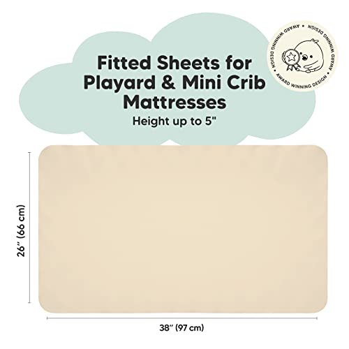 2-Pack Mini Crib Sheets, Pack And Play Sheets Fitted - Pack N Play Sheets, Organic Fitted Crib Sheet For Pack And Play Mattress, Playard Baby Crib Sheets, Crib Sheets Neutral For Boys,Girls (Khaki) #TOP1