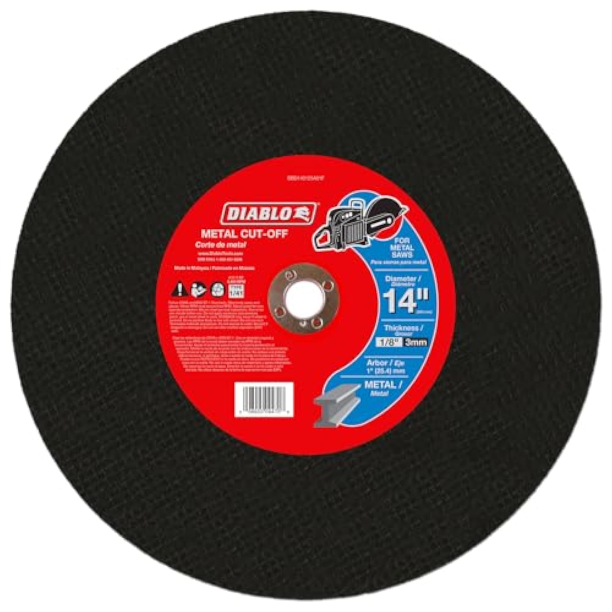 Metal Cut-Off Disc - 14" Dia, 1 Arbor, 1 Hub Type