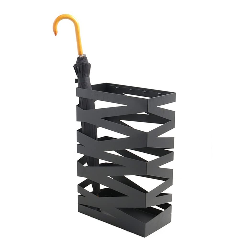 Porte-parapluies en métal noir 40x20x60 cm pour entrée de bureau