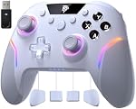 EasySMX X20 Contrôleur de jeu sans fil avec RGB Rétroéclairé, 2-Stage Stick effet Hall, 1000Hz Taux de participation, 6-Axis Gyro sur multi-plateforme, Boutons Mech- Compatible avec PC/Switch/Steam/Android