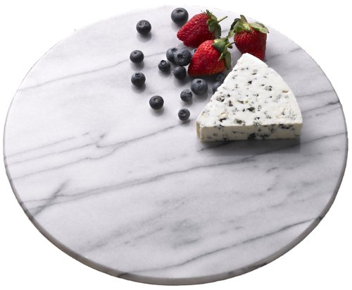Creative Home Natural Marble Round Trivet Cheese Board Dessert Snack Appetizers Bread Serving Plate Serving Tray, 8