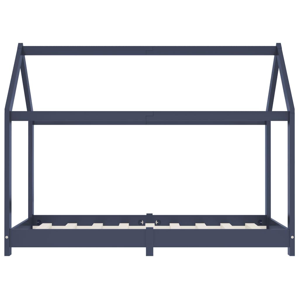 SKM Estructura de Cama Infantil Madera Maciza Pino Gris 80x160 cm,Mobiliario,Mobiliario para bebés y niños pequeños,Cunas y Camas para niños,Gris,283353
