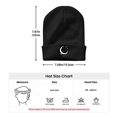 Image of Embroidery Goth Beanie Knit Hats for Men & Women, Embroidery Winter Hats Skull Cap