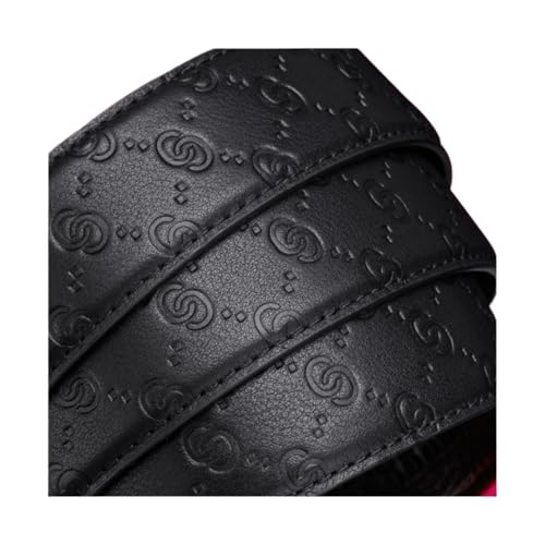 Fashion Business Men's Belt Luxury Metal Buckle Belt PU Leather Soft Belt with Cargo Pants Jeans(120cm,Black Buckle Black)2