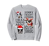 Photo Gallery divertente cappello di babbo natale boston terrier dark puppy dog felpa Photo Gallery divertente cappello di babbo natale boston terrier dark puppy dog felpa
