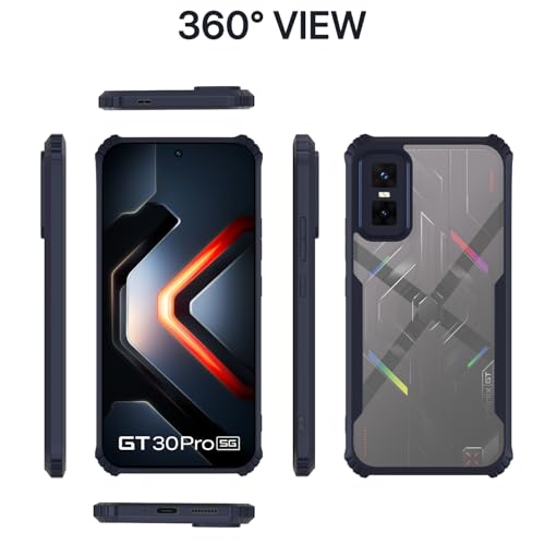 Image of Pikkme Back Cover for Infinix GT 30 Pro 5G | Ultra Hyrbid | Full Camera Protection | Raised Edge | Crystal Clear Transparent Bumper Case (Blue)