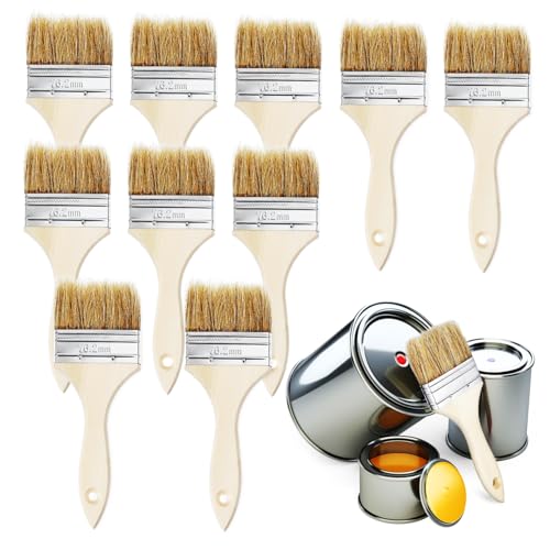 Gadpiparty 10pcs Pig Bristle Brushes Handle Basting Chip Paint and Pastry Brushes for Cooking Crafts Projects Ergonomic and Versatile