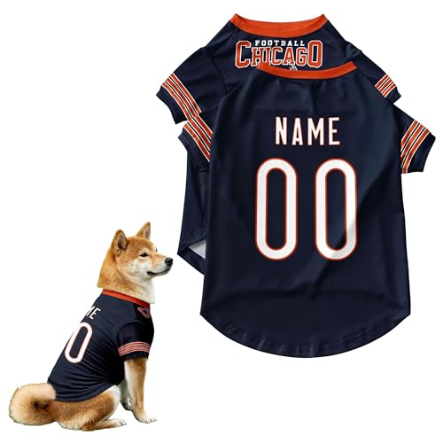 Chicago Personalized Dog Jersey Shirt with Custom Name and Number for Small Medium and Large Dogs Sports Pet Clothes XS3XL