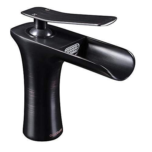 70% Off Discount Aquaterior 2.2 GPM 2.2 GPM Waterfall Bathroom Sink Faucet Single Handle One Hole with Supply Lines Mixer Faucet Oil Rubbed Bronze (CUPC NSF CEC)