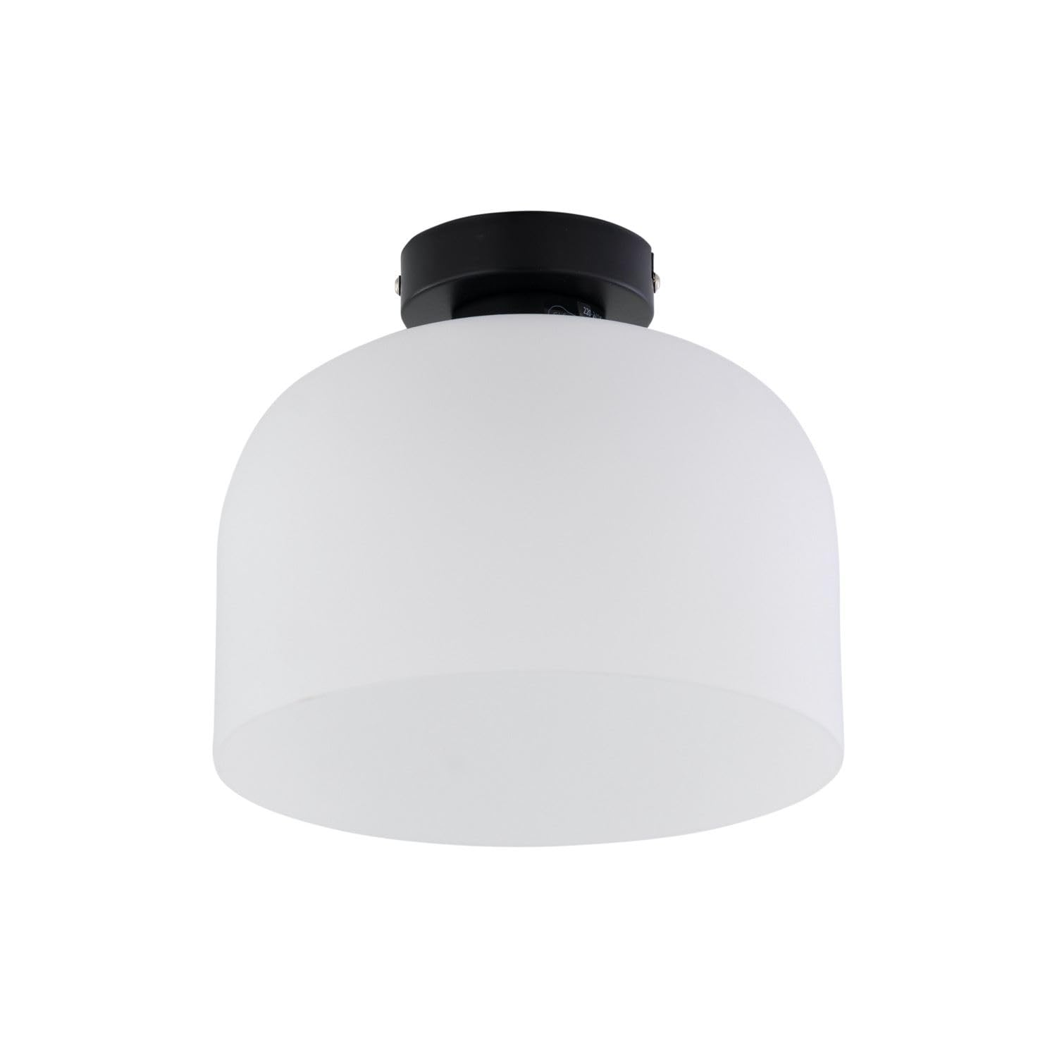 Firstchoicelighting Black & Frosted Black With Frosted Glass Flush Ceiling Light Fitting, Low Ceiling Home Lighting, Height 21Cm, Diameter 24Cm