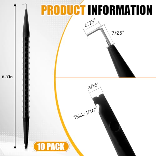 Image of Daifunli 10 Pcs Probe Pick Spudger Tools Bulk Nylon with L-Shaped Wire Hook 7 inch Length for Telecom Data Communication and Alarm Installers(Black)