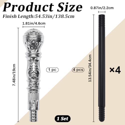 Image of GORGECRAFT Antique Cane Vintage Walking Stick Halloween Party Decorative Cosplay Costume Cane Handle Knob Costume Accessories