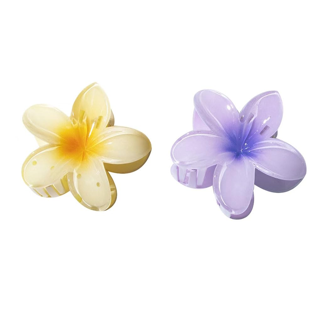 Flower Hair Clip,2 PCS Nonslip Flower Claw Clips Hawaiian Claw Clip Hair Grips for Medium Thick Hair Hair Claw Clips for Women and Girls