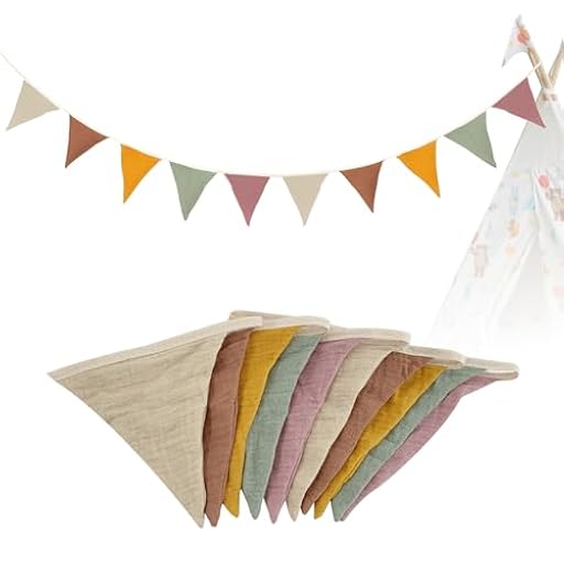Guirnalda de Banderines,2.6M Banderines de Fiesta para Habitación Infantil,Decoración para Banderines de Tela para Niñas y Niños (Morandi Beige) | Ya disponible en tu tienda friki favorita! En mundofriki.es!