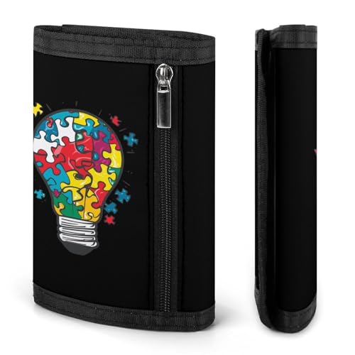 Autism Awareness Trifold Wallet Personalized Wallet Purse Card Holder with Zip for Men Women One Size3