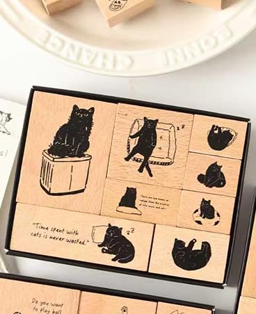 Tampons en caoutchouc chat mignon pour fabrication de cartes cadeaux