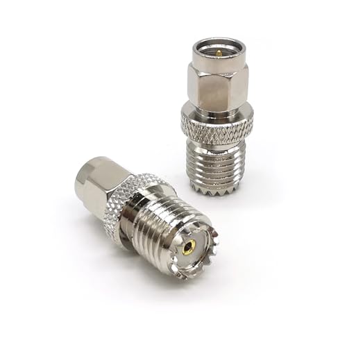 2PCS Adaptador Mini UHF SO239 a SMA coaxial miniatura 1
