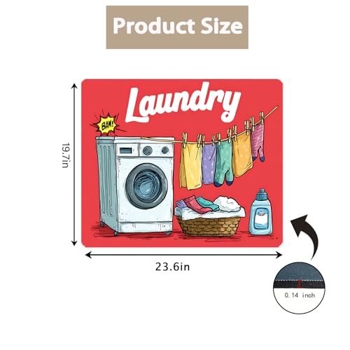 Image of Washer Dryer Top Cover Mat, Non-Slip Laundry Room Decor, Laundry Room Kitchen Appliance Decor Protector Universal 23.6 inchx19.7 inch (Laundry)