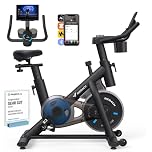 MERACH Cyclette da Casa, Silenziosa Cyclette Professionale con Resistenza Regolabile, Schermo LCD, Sedile Comodo e Grande, App Proprietaria, Ideale per Aerobica Domestica, Capacità di Carico di 136 KG