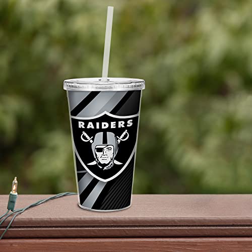 Image of Rico Industries NFL Football 16oz Clear Tumbler W /Straw for NFL Fans
