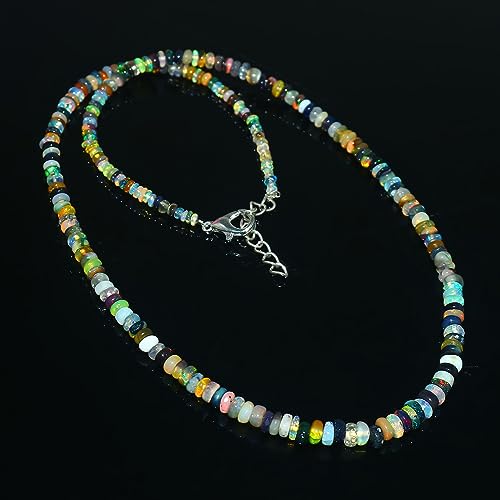 Ethiopian Fire Opal Rondelle Beads Necklace 3-5MM Opal Beads Strand For Men/Women3