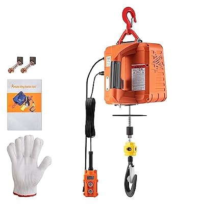 OTQEFTN Power Electric Hoists 500kg/1100lbs Electric Hoist Winch Portable Crane 25ft Lifting Height Wireless Or Wire Remote Control for Transportation
