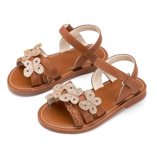 Image of PHIRAMIN Toddler Girl Sandals - Flower Girl Dress Shoes Open Toe Little Kid Flats