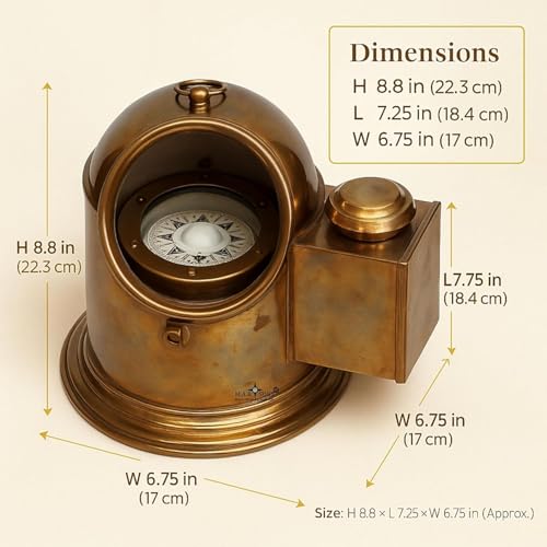 Brújula Náutica Vintage de Latón con Lámpara de Aceite miniatura 5