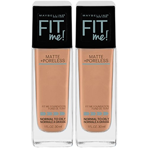 Maybelline Fit Me Matte + Poreless Liquid Foundation Makeup, Pure Beige, 2 COUNT Oil-Free Foundation