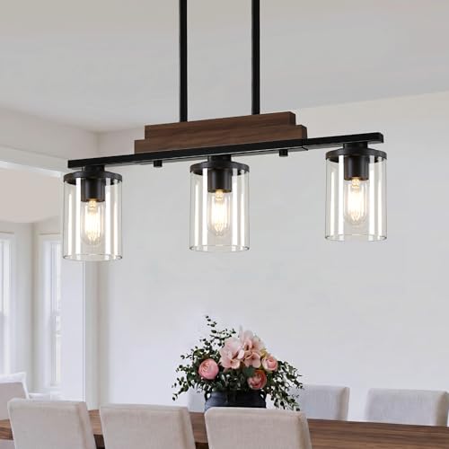 3-Light Farmhouse Kitchen Chandelier with Glass Shades