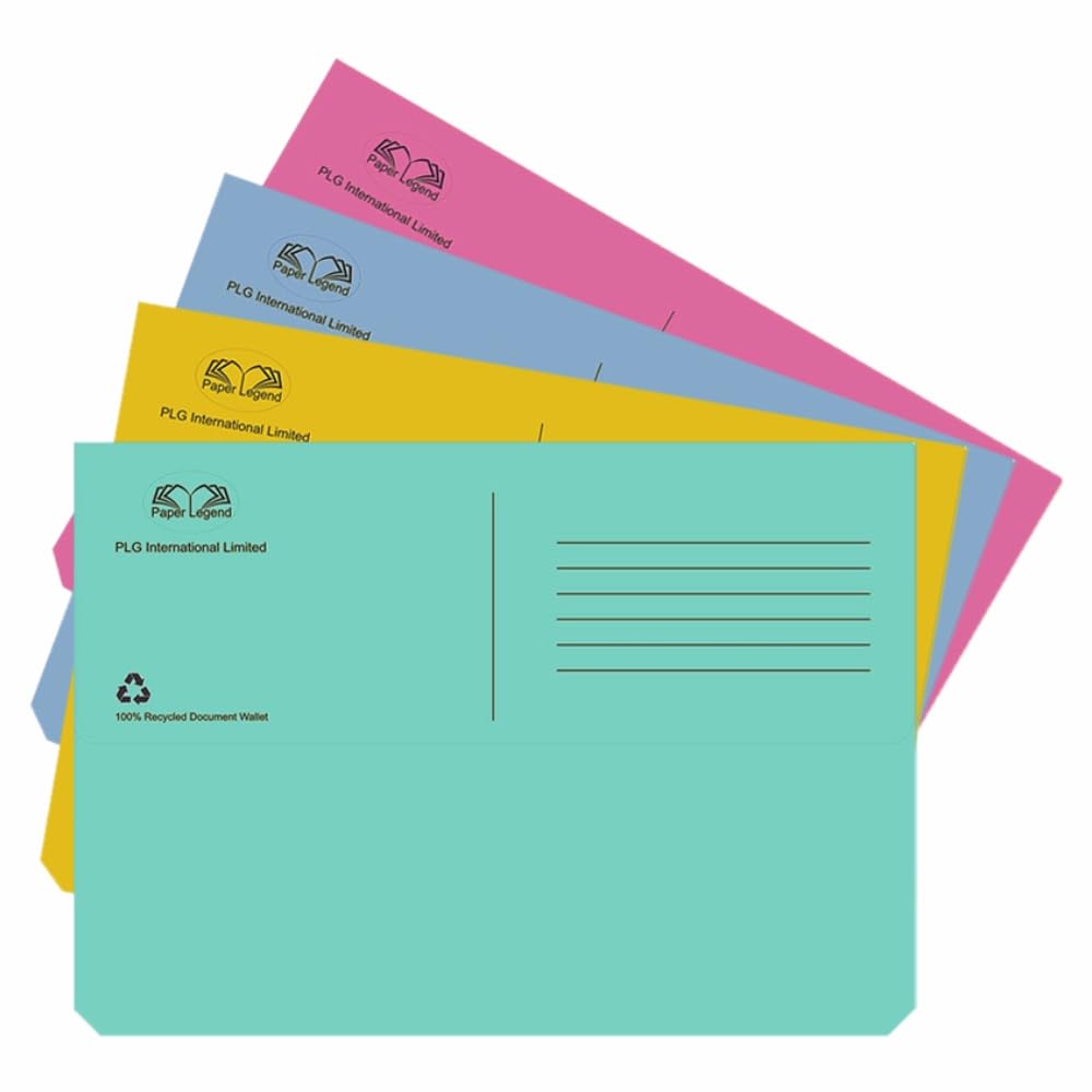 𝐒𝐊𝐒 Distribution - Eco-Friendly 𝐀𝟒 𝐏𝐚𝐬𝐭𝐞𝐥 𝐃𝐨𝐜𝐮𝐦𝐞𝐧𝐭 𝐖𝐚𝐥𝐥𝐞𝐭𝐬 – Recycled Paper Filing Folders for Office, Home & School Organization (100)