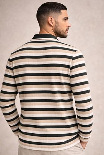 Image of SANE ORIGINALS Full Sleeves Textured Polo Tshirt for Men with Pocket || Long Sleeves Collar and Pocket T-Shirt for Men