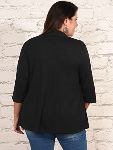 Milumia Women's Plus Size Casual Drape Open Front Cardigans Basic 3/4 Sleeve Coat2