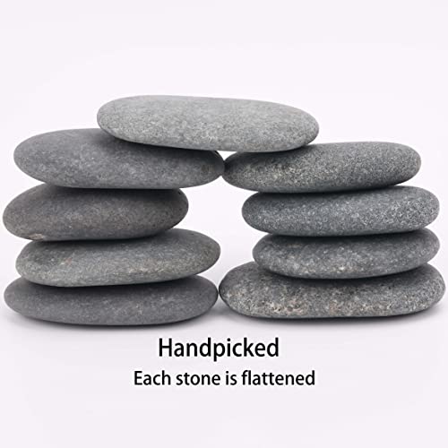 Hisredsun 10 Stück Flache Steine zum Bemalen, 7–9 cm Glatte Große Kieselsteine, Dekosteine Naturstein,Natürlicher Flussstein für Mandala Bemalen,Zen Garten,Blumentöpfen und Aquarien