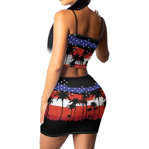 Image of 2025 Sexy Spaghetti Strap Crop Tops and Bodycon Skirt Casual 2 Piece Set S-4XL
