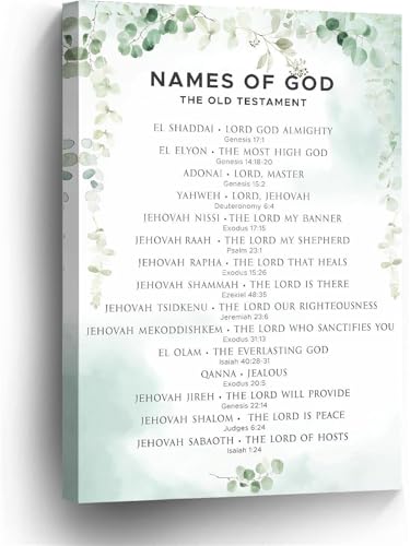 Inspirational Scripture Poster Names of God Wall-Art Print Christian Decor for Home Office Church Bible Study(Framed,16x24inch(4