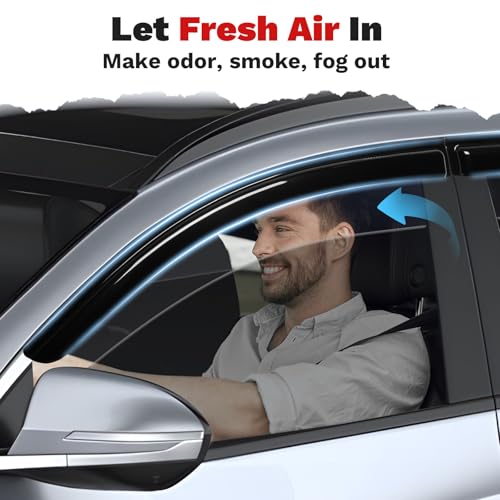 Image of Canvcle Window Visors Rain Guards for 2022-2025 2026 Hyundai Tucson Accessories, Outside-Mount Tape-On Side Window Wind Deflectors Vent Visors Shades Rainproof Black 4PCS