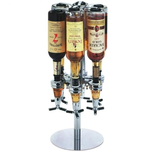 Bakaji Porte-bouteilles, doseur de table pour bières et alcools, 6 places, structure en aluminium, base ronde, pour bar