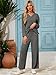 VUTRU Damen Zweiteiler Trainingsanzug Elegant Baumwolle Rundhals Jogginganzug Langarm Tshirts und weite Hose mit Taschen Sport Anzug für Damen Grau S