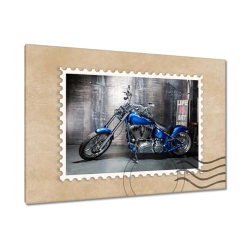 Chopper bleu peinture imprimée sur toile grand format 120x80cm H1616M